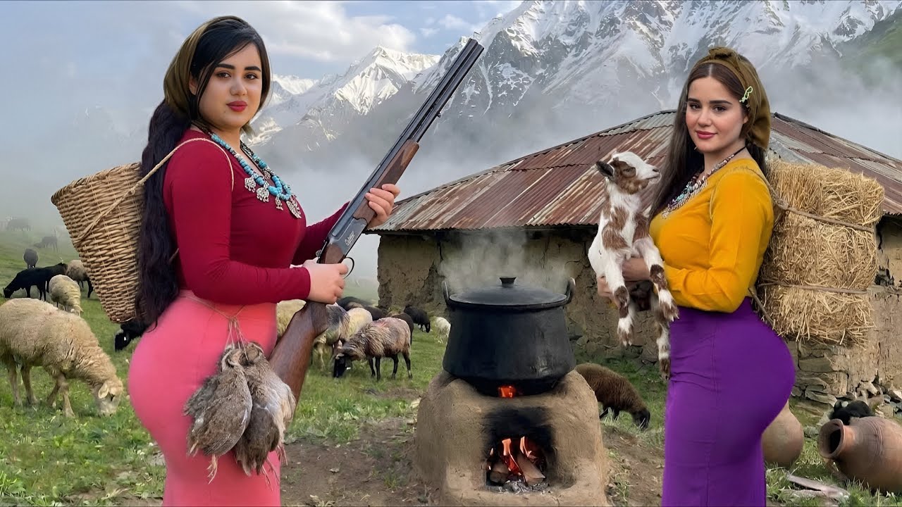 Nomadic Girls Trapped in a Mountain | A Rainy Day in the Village & Traditional Bread