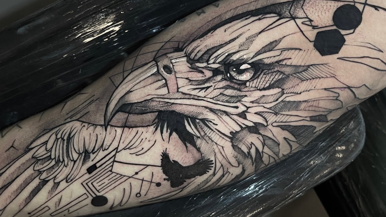 TATUAGEM ÁGUIA BLACKWORK - TATUANDO EM TEMPO REAL #44 - LOCKINK