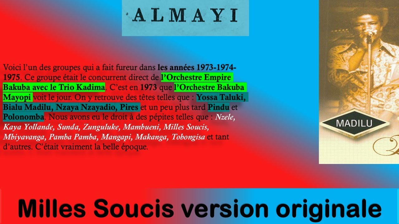 Mille Soucis 1&2 Original version Un Des Plus Grands Tubes de Bialu Madilu & Orchestre Bakuba Mayopi