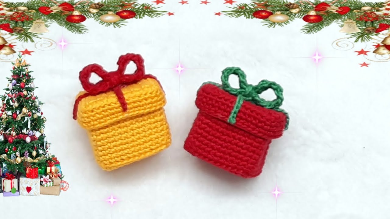 🎁 CAJITA DE REGALO NAVIDEÑA A CROCHET/ CALENDARIO DE ADVIENTO DIA 16 / TUTORIAL PASO A PASO  🎁