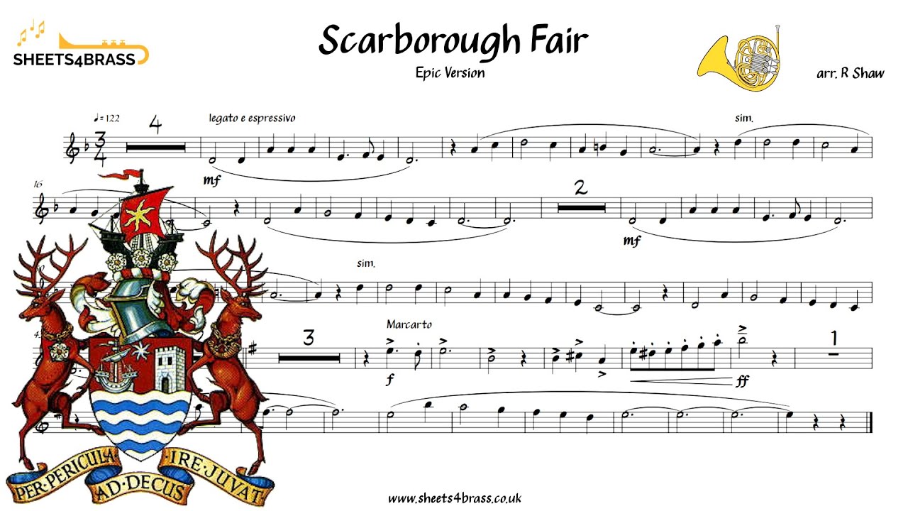 Scarborough Fair  - French Horn Solo with Sheet Music and Play Along
