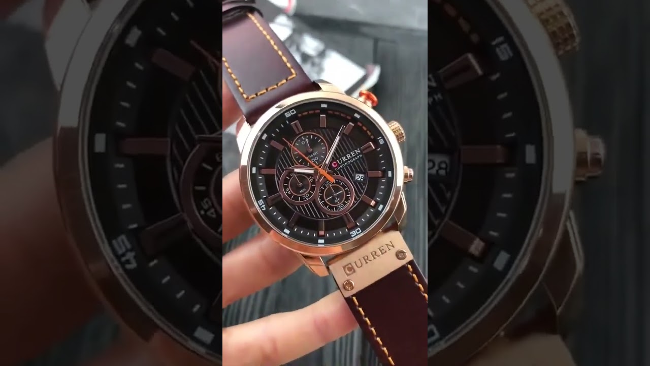 Rel&oacute;gio Curren 8291 Funcional Pulseira De Couro Cron&oacute;grafo