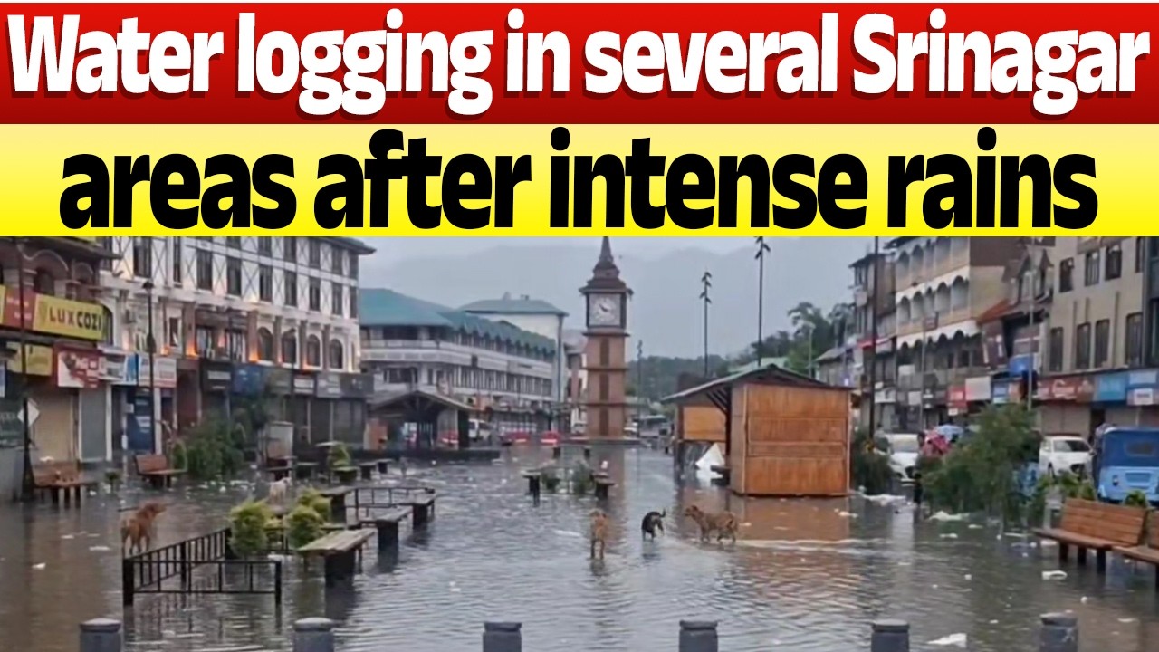 Water logging in several Srinagar areas after intense rains #Rains #WaterLogging #Lalchowk #Srinagar