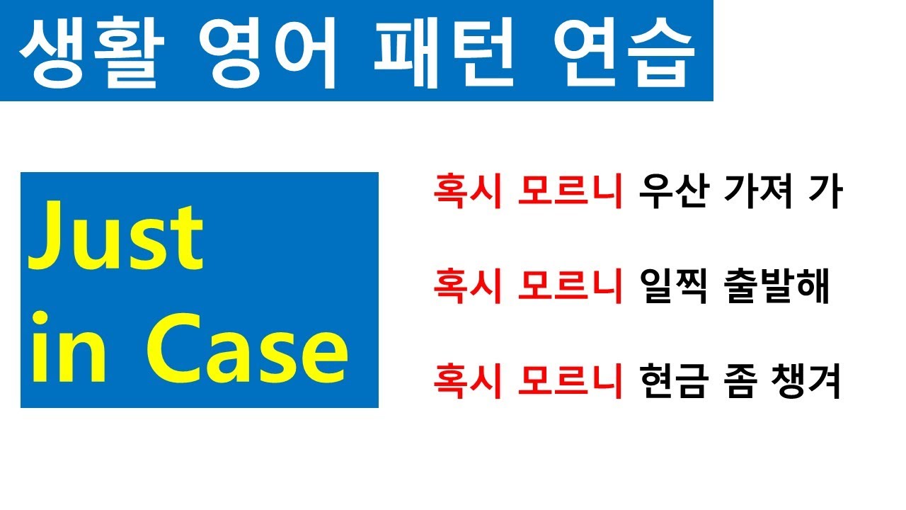 생활영어 패턴연습 1 [Just in case] 혹시 모르니