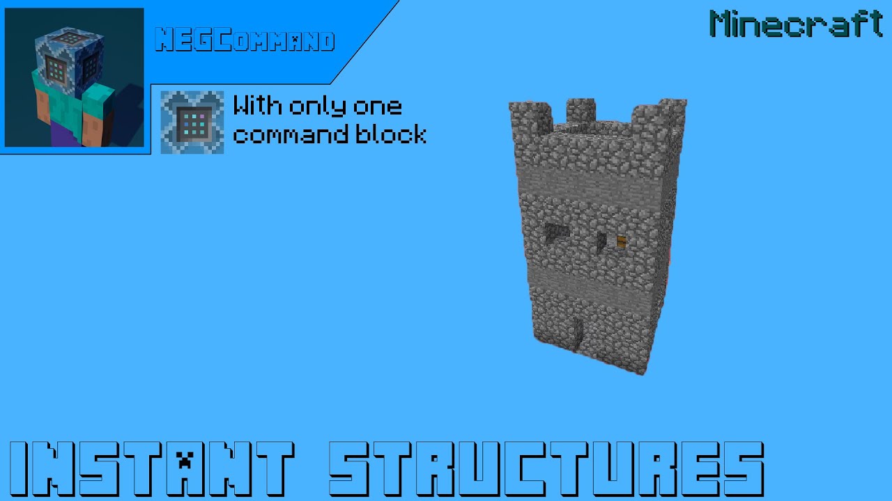 Minecraft - Instant structures WITH ONLY 1 COMMAND BLOCK [★★★★✩]
