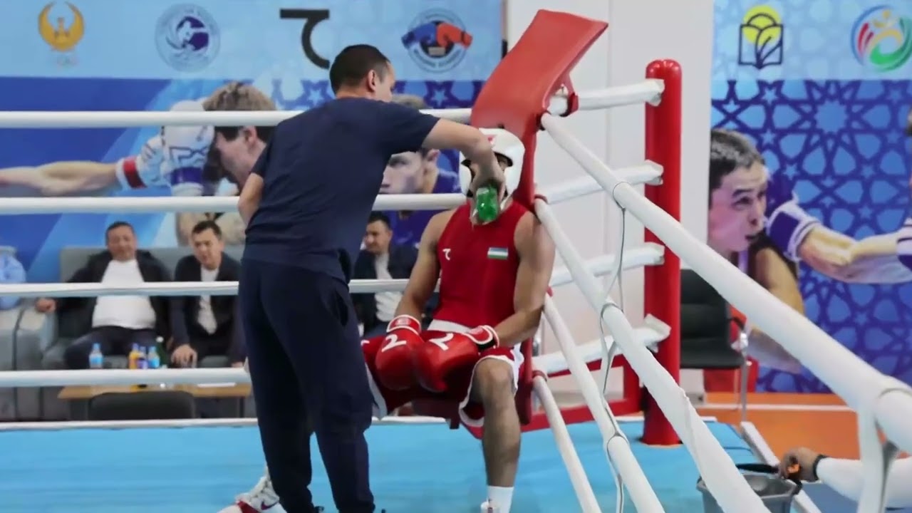 Asadkhuja Muydinkhujaev (UZB) sparring Evgeny Kool (RUS) at multi-nations training camp 2025