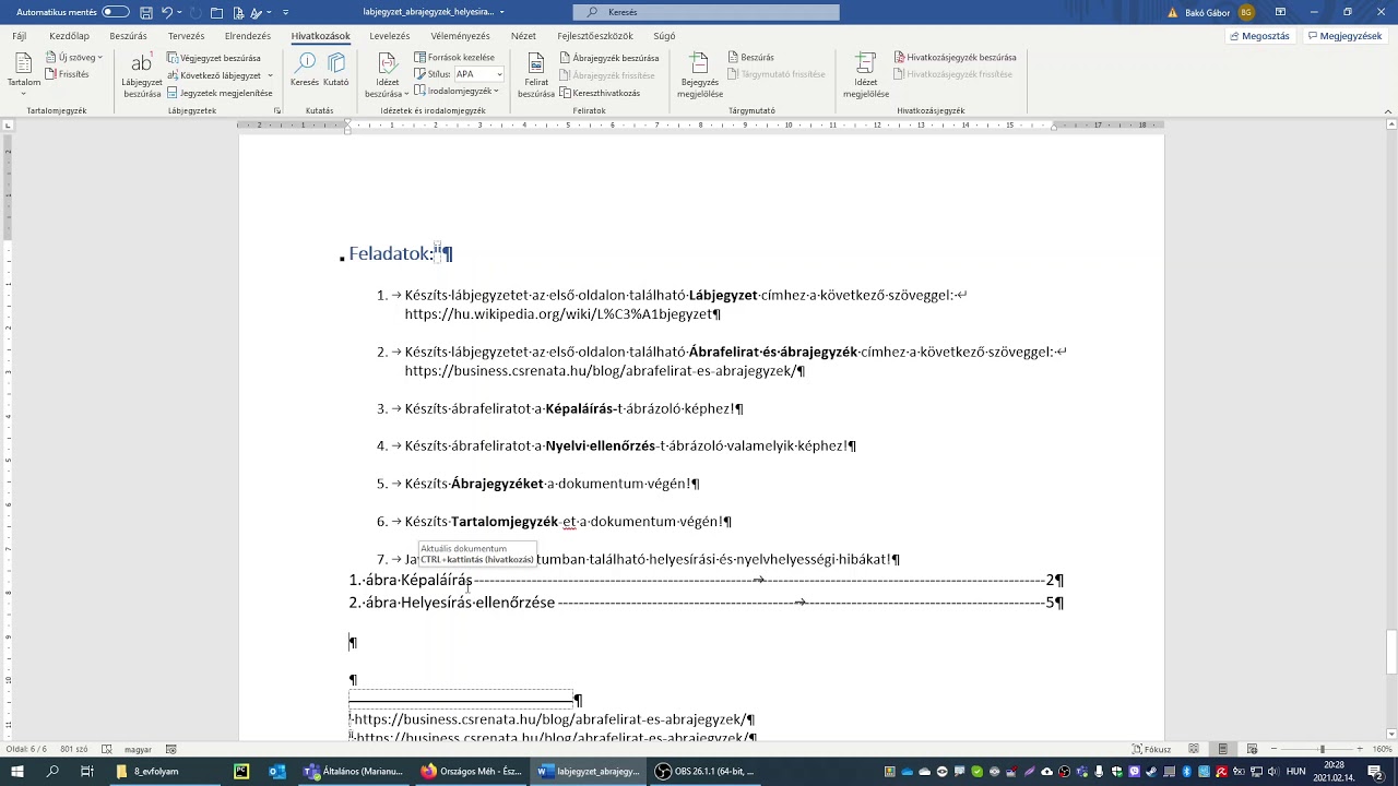 Gyorstalpaló: lábjegyzet, végjegyzet, tartalomjegyzék, ábrajegyzék és helyesírás ellenőrzés
