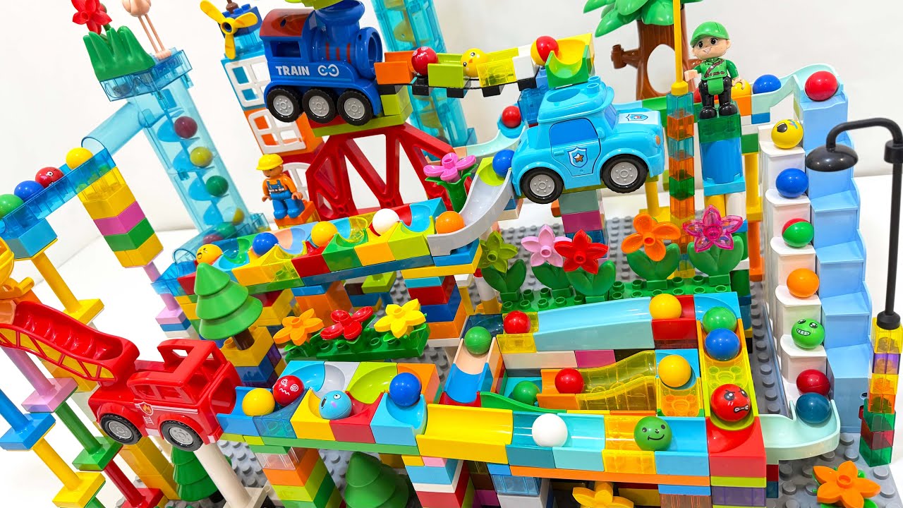 Super Satisfying LEGO DUPLO Marble Run ASMR 🚂 Train & Cars Adventure