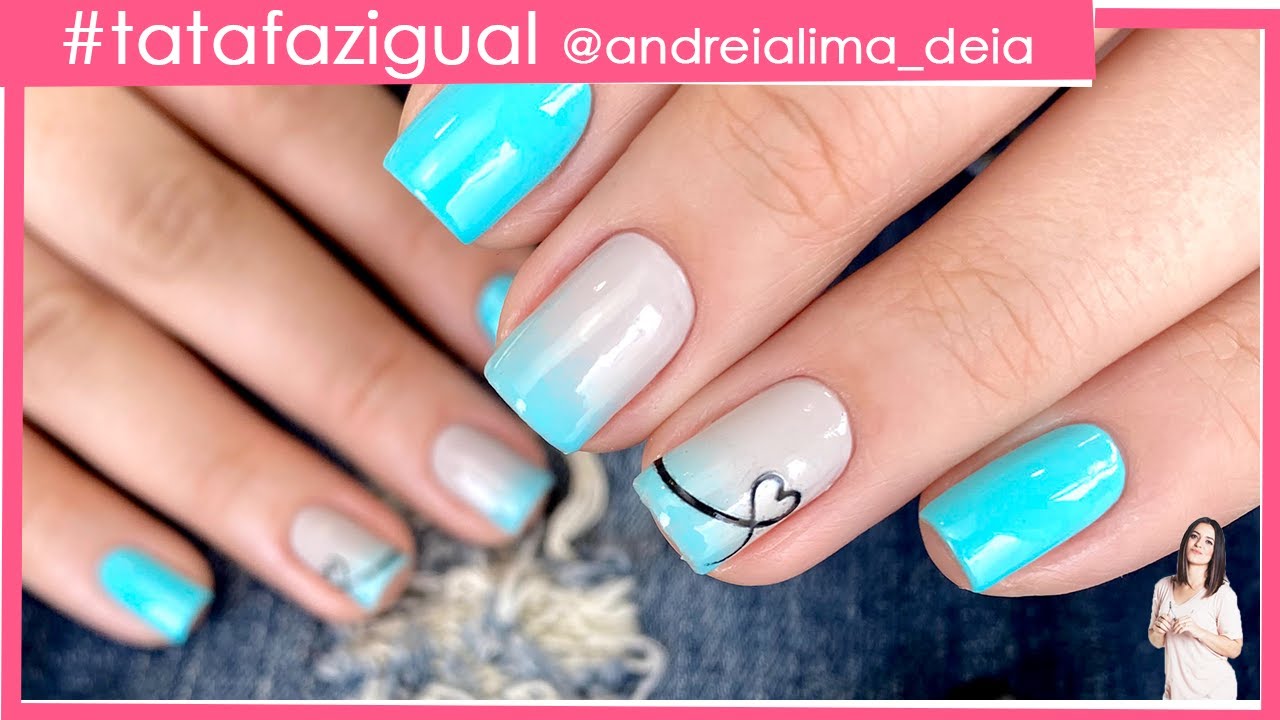 Degradê Azul nas Unhas #tatafazigual Andreia Lima