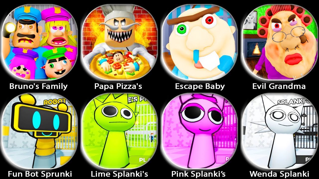 BRUNO'S FAMILY PRISON RUN,ROBLOX: Escape Papa Pizza's Pizzeria,FUN BOT SPLANKI'S,NEW Lime Splanki's