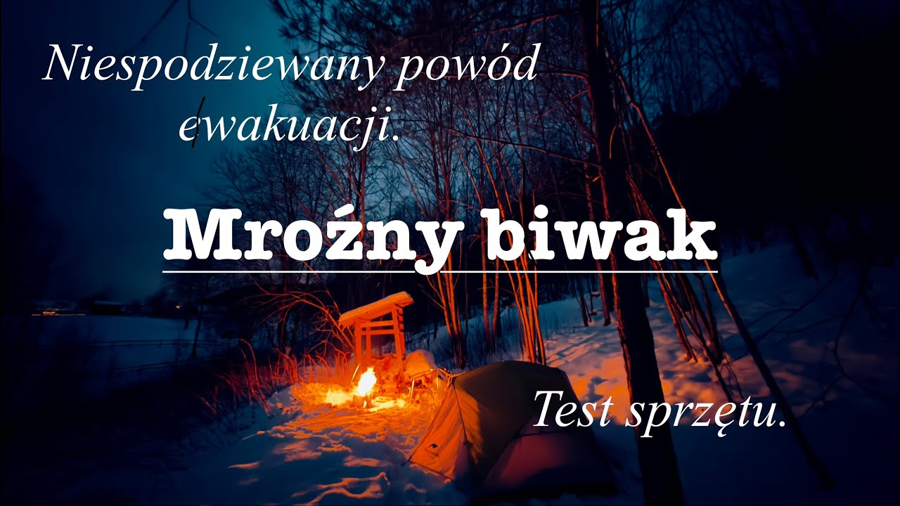 Zimowy biwak z recenzją. Ognisko, steki i boczek.
