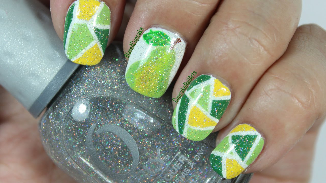 Mosaic Pear Nail Art