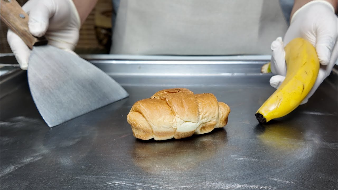 Banana Croissant Rolled Ice Cream! The Combo You Didn’t See Coming! 🍌🥐