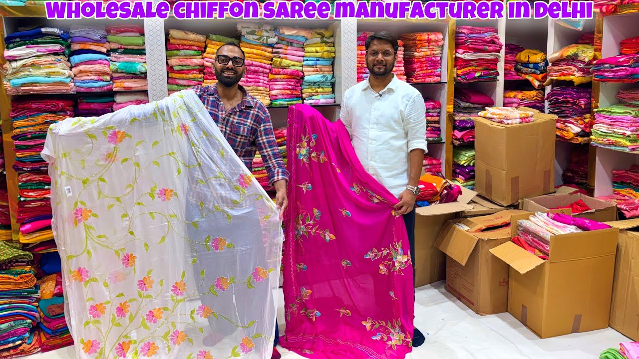 Chiffon Sarees Direct From Manufacturer | Wholesale Saree Market #saree #manufacturing #chandnichowk