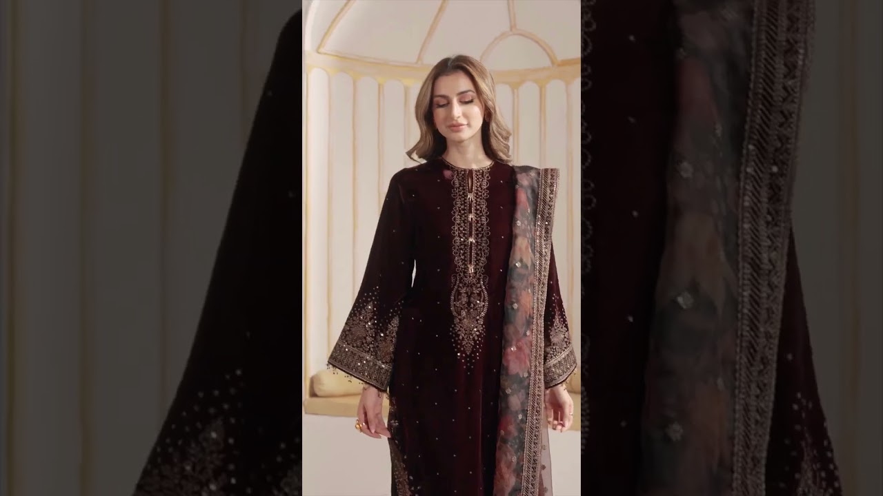 Jazmin Embroidered Velvet Formal 3 Pieces Unstitched JZ-VF-2012 Luxury Collection