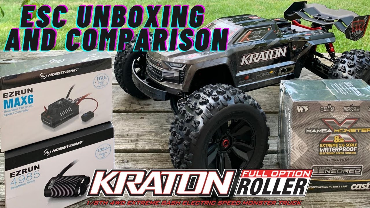 Mamba Monster X 8S & Max 6 in the Arrma Kraton EXB (Unboxing/Size Comparison)