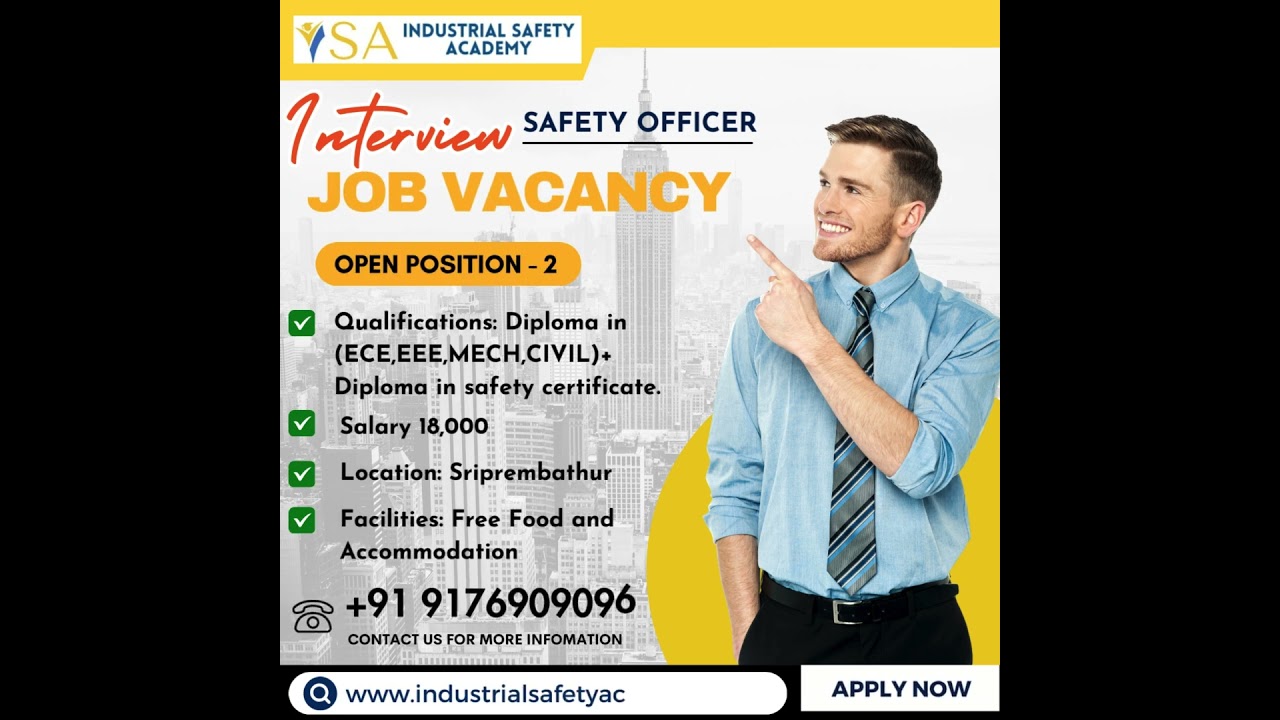 HSE Job Vacancy for Fresher Jobs - Safety Officer Fresher Job #healthandsafety