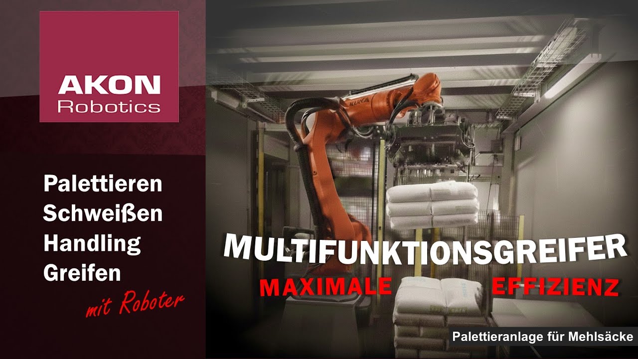 Automatisierte Palettieranlage f&uuml;r Mehls&auml;cke | AKON Robotics