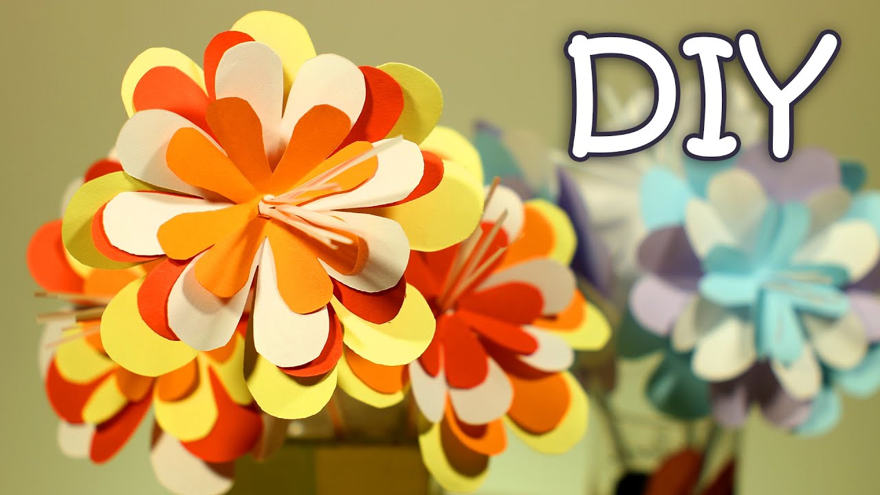 DIY Paper Flowers On A Drinking Straw - How To Make Easy Paper Flowers