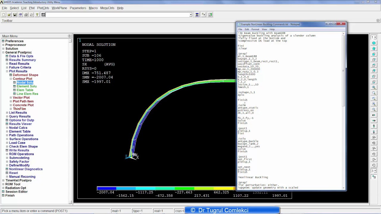 Nonlinear Buckling Analysis of a Slender Column using ANSYS Mechanical APDL