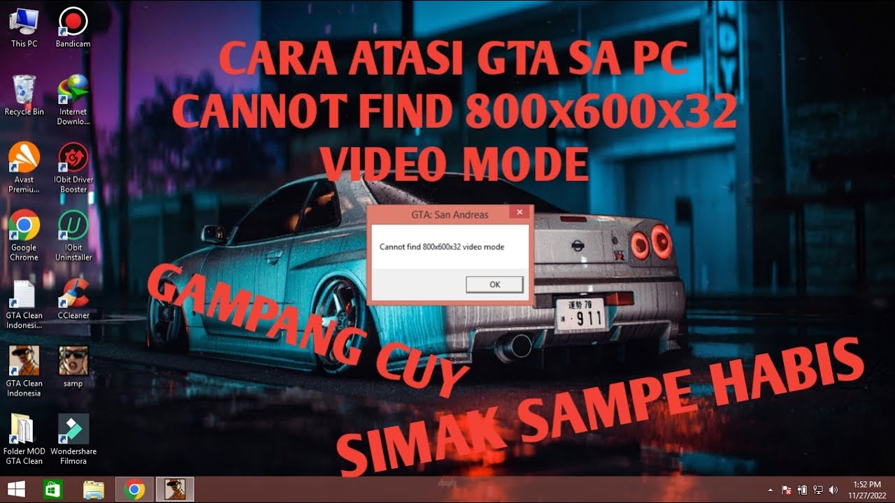 CARA ATASI GTA SA COULD NOT FIND 800x600x32 | GTA SA/SAMP PC