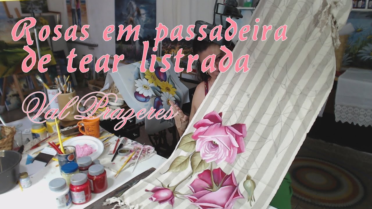 Pintura de rosas em passadeira listrada