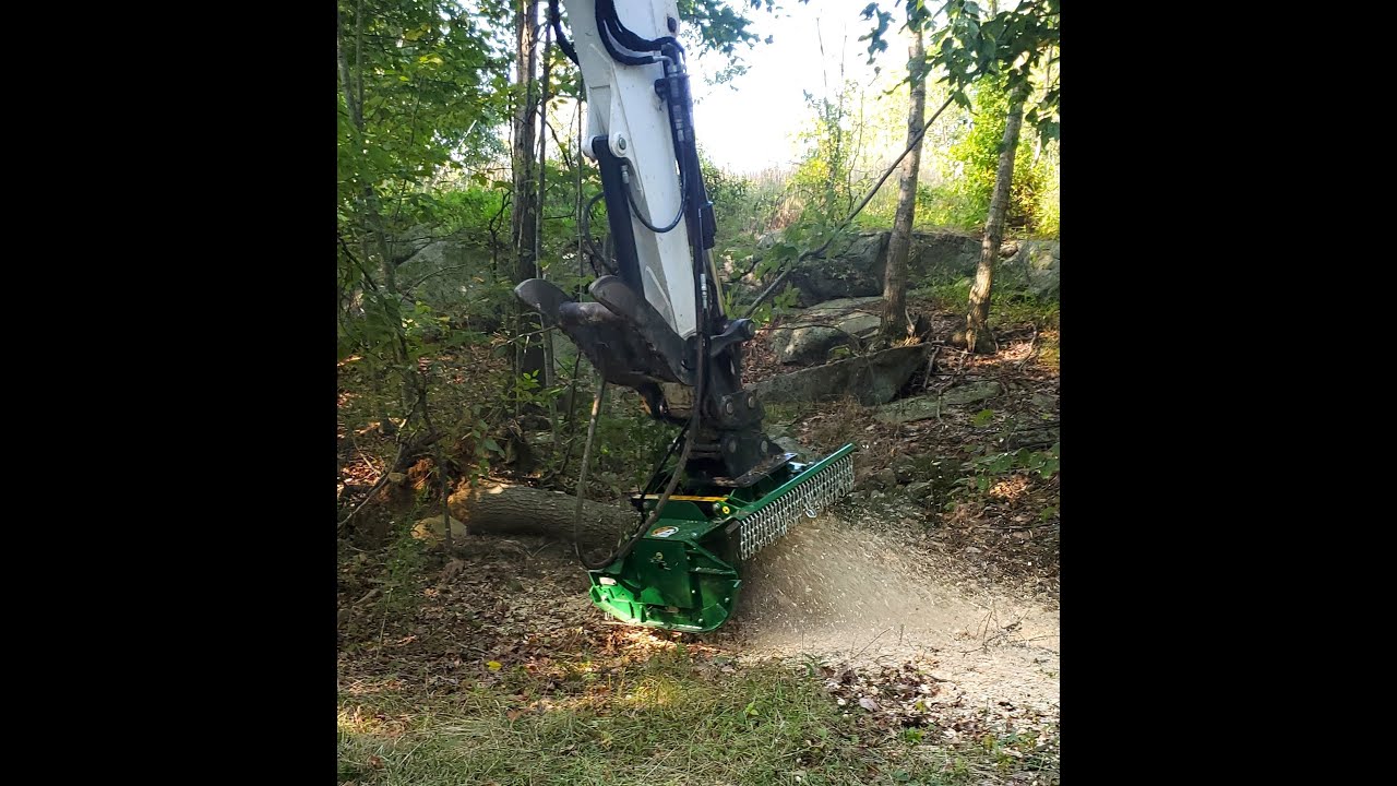 EXAC-ONE Mini Forestry Mulcher in action on a Bobcat e85