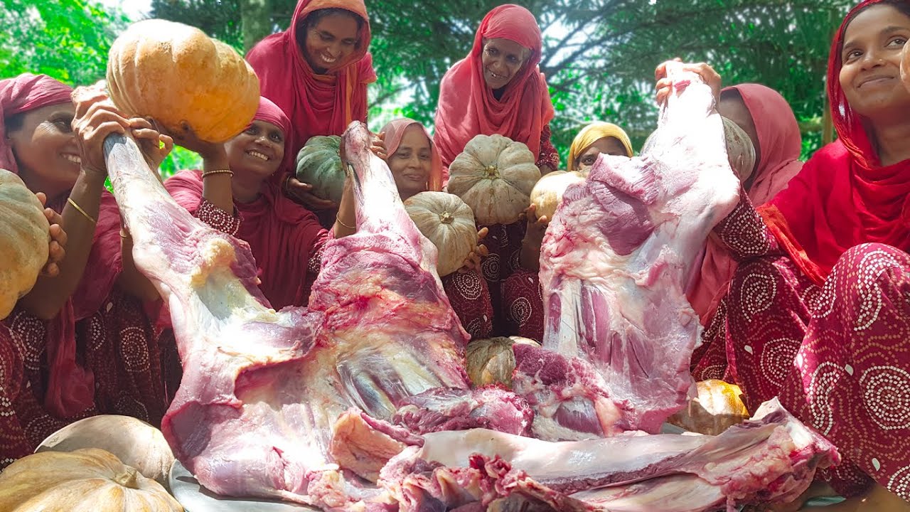 Beef & Pumpkin Different Types Curry Recipe - Full Cow Legs Processing & Cooking by Village Lady