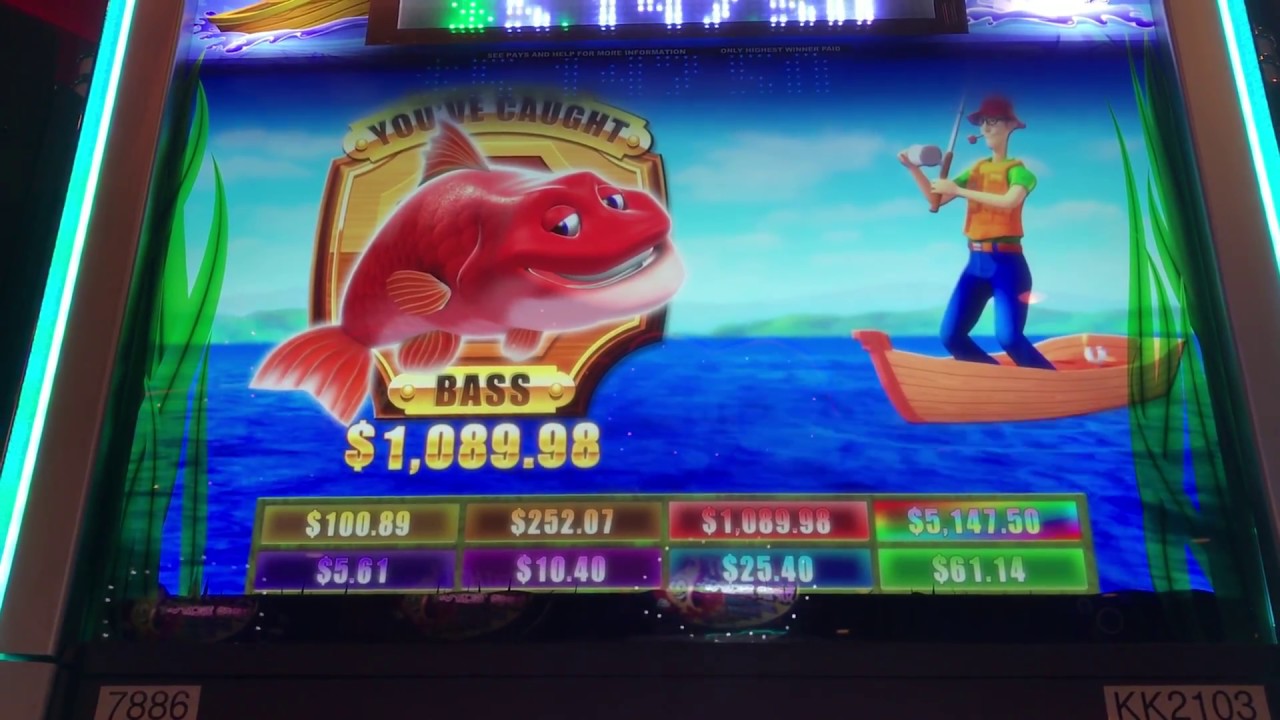 $HAND PAY$ Jackpot Reel Em In Catch The Big One Video Slot Machine “Bonus” $1.75 Max Bet