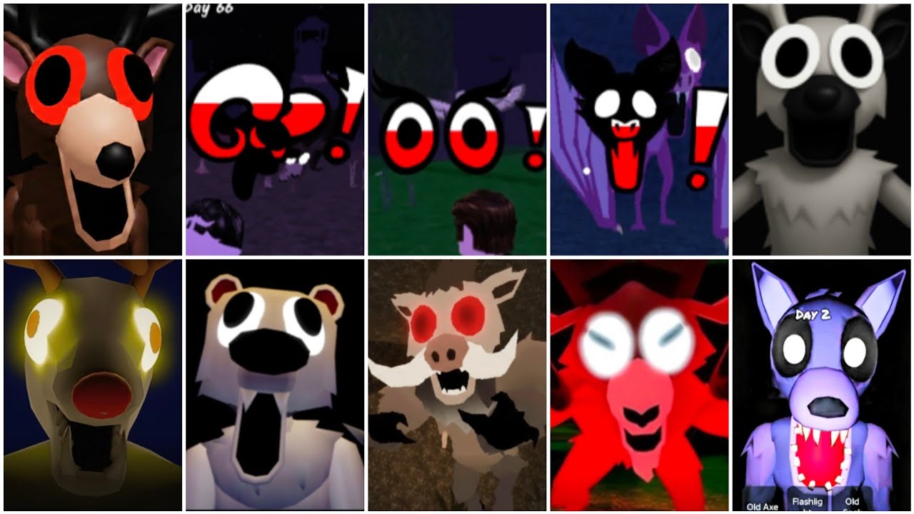 (All Secret Deaths in 99 Nights) Deer, Ram, Bat, & all Monster Highlight jumpscare #99nights 