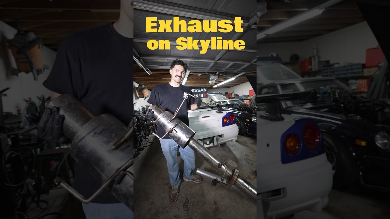 Installing exhaust system on Nissan skyline #r34 #gtr #skyline