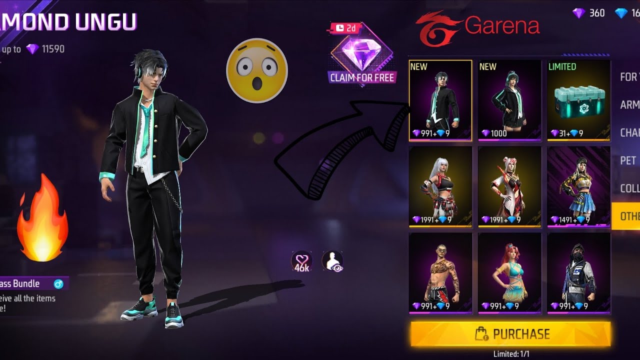 FF INDONESIA SERVER PINK DIAMOND STORE 😮 REVIEW// GAREENA FREE FIRE INDONESIA NEW EVENT 🚨PURPLE