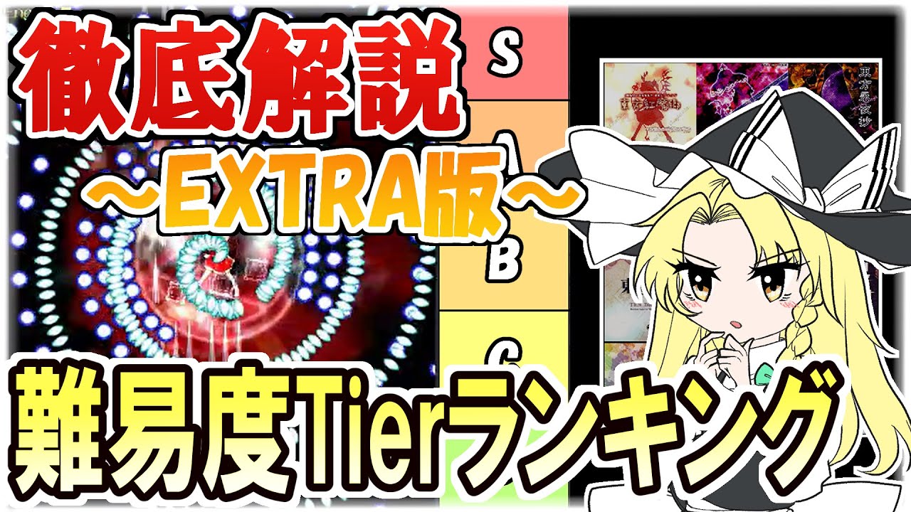 【東方原作】原作難易度ランキング -EXTRA編-  (紅魔郷～虹龍洞)【ゆっくり解説】