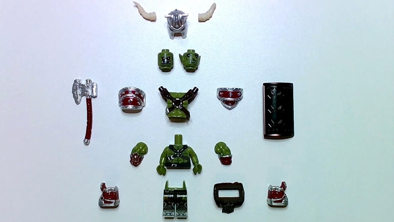 Custom  Lego Minifigur Ork mit Schild / Unofficial Minifigure
