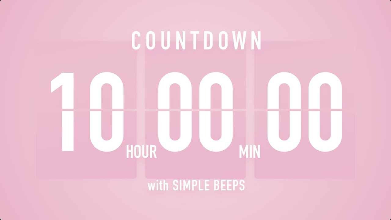 10 Hour Countdown Timer 🌸 Flip Clock with Simple Beeps 🔔
