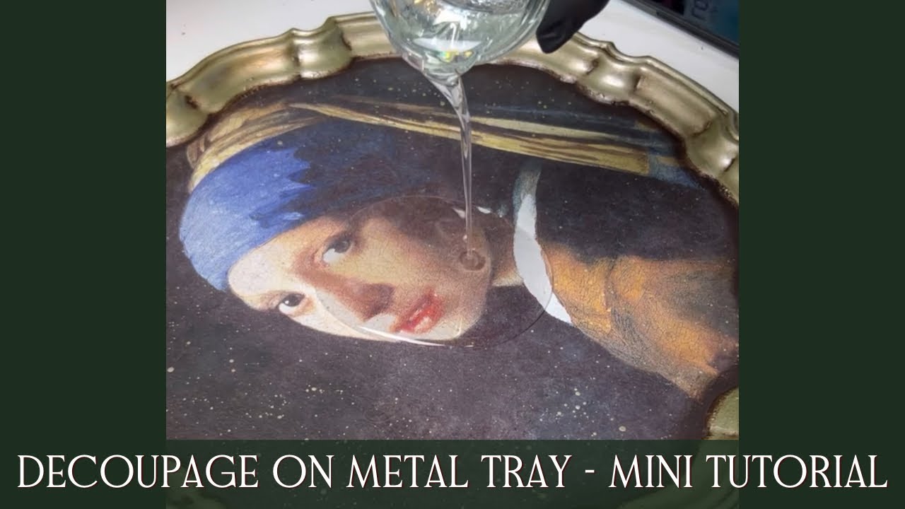 Metal tray makeover with decoupage, blending and epoxy resin | Mini tutorial