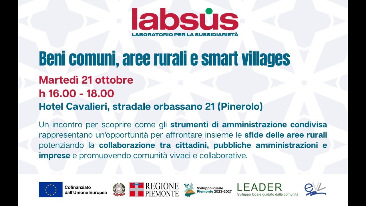 Beni comuni, aree rurali e smart villages - Incontro di formazione