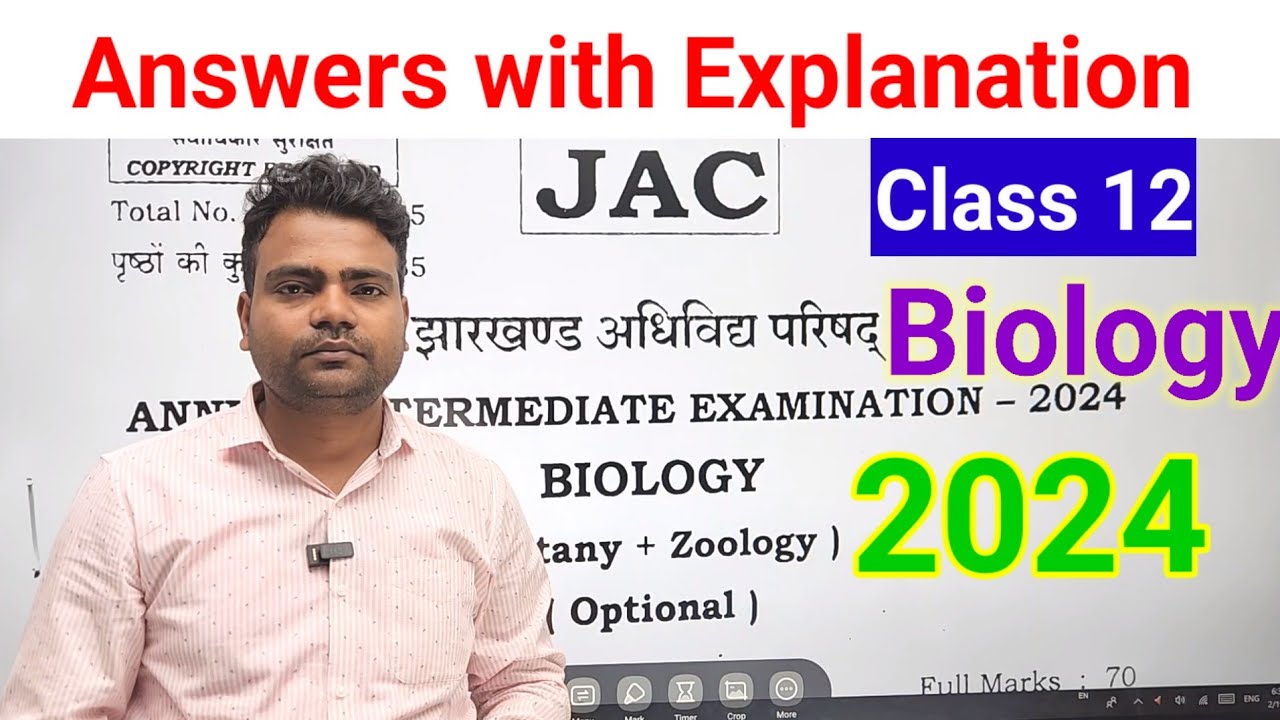 Biology Answer Key class 12 jac board 2024 | answer key Biology class 12