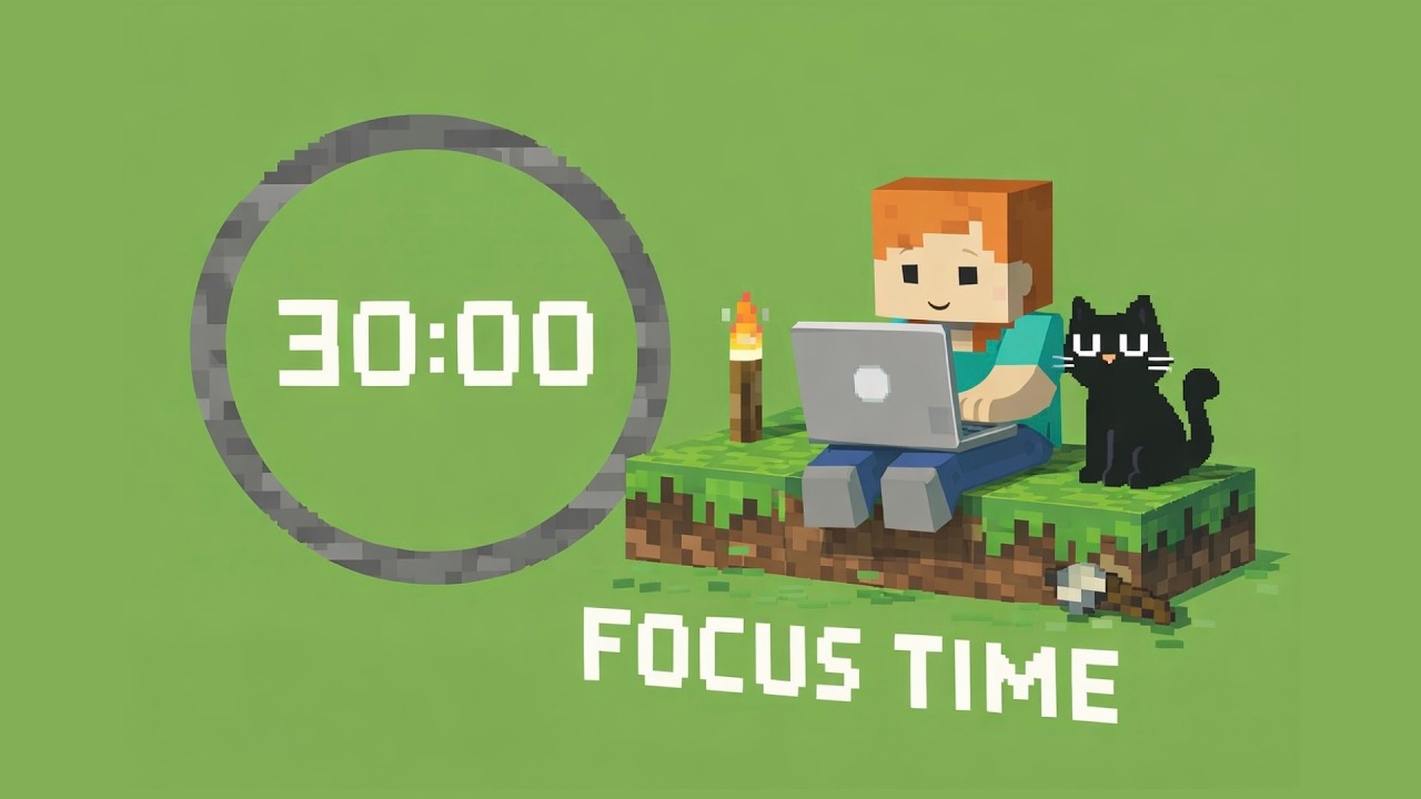 Minecraft Pomodoro Timer 4x30 (2hrs) | ADHD | Let's get focused! | Lofi electronic ♡