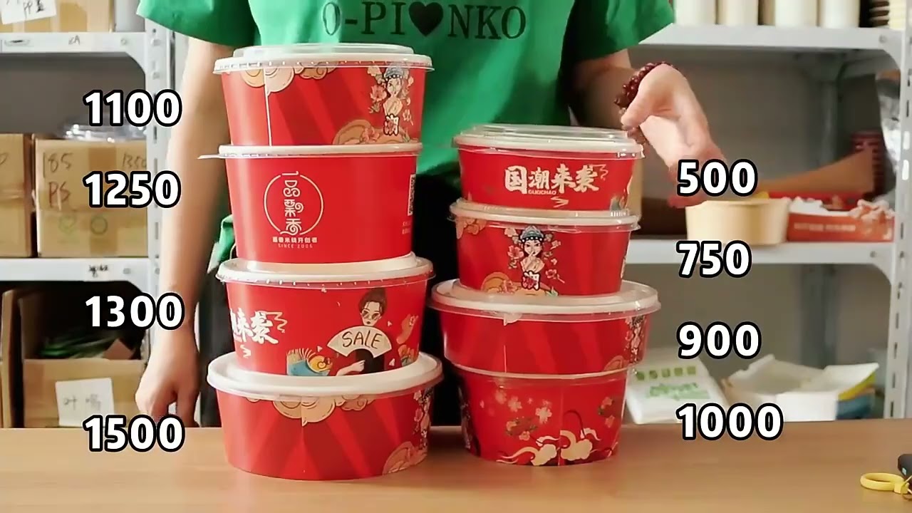 Disposable Eco-Friendly Salad Paper Bowl Hot/Cold Food Custom Kraft Paper Bowl with Lid