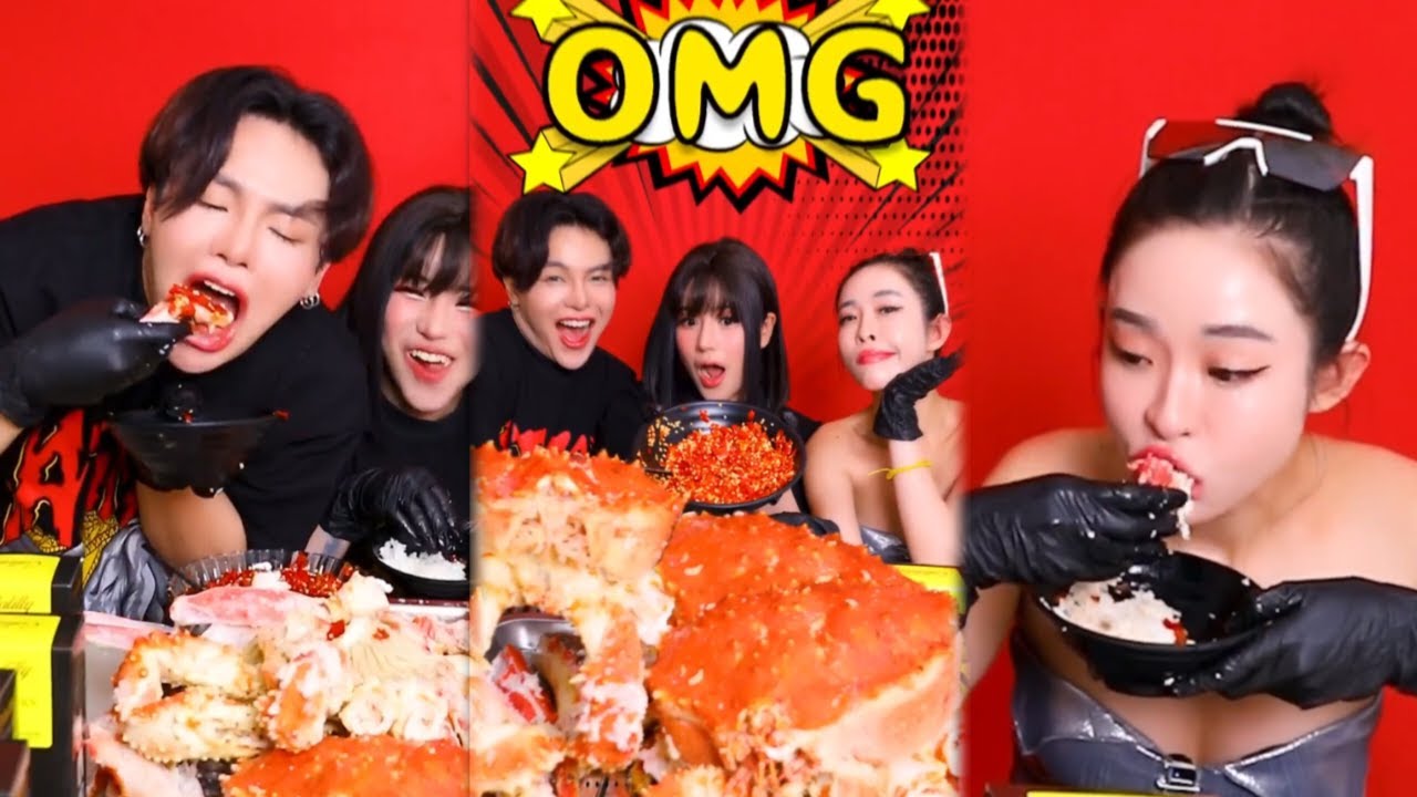 My Idol TBP, Alex and Jimmy Eat Alaska King Crab With Lots of chili sauce ,Very spicy 🔥🥵
