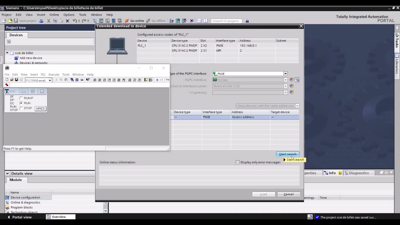 TIA Portal PLCSIM Problem Solved