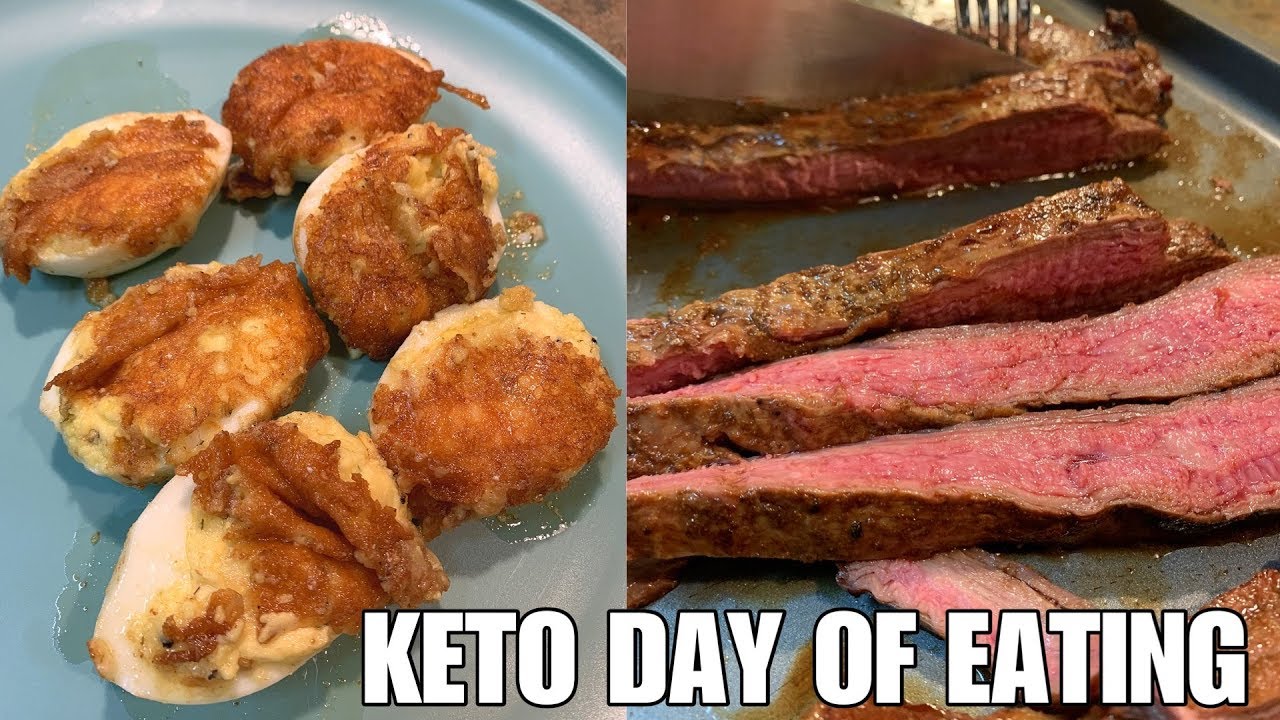 KETO DAY OF EATING | FRIED DEVILED EGGS & LOW CARB EASY STEAK FAJITAS