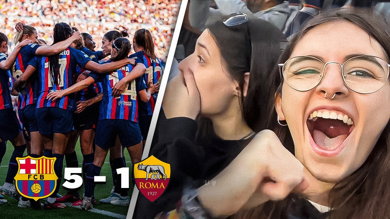 💙❤️HINCHAS del BARÇA REACCIONAN al BARÇA 5 - 1 ROMA *en el camp nou* en UWCL🏟️