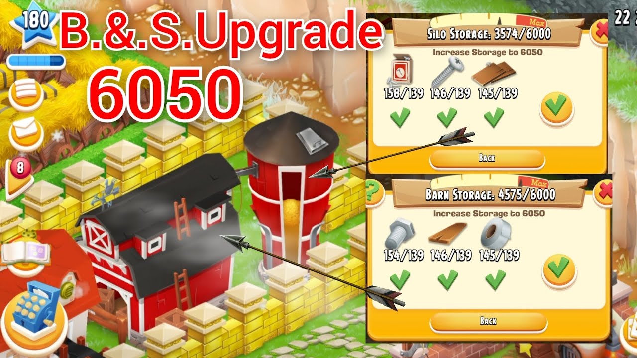 Hay Day How To Barn & Silo upgrade 6050 Level 180 Gameplay