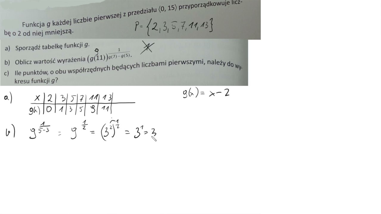 3 20  Funkcja g każdej liczbie pierwszej z przedziału