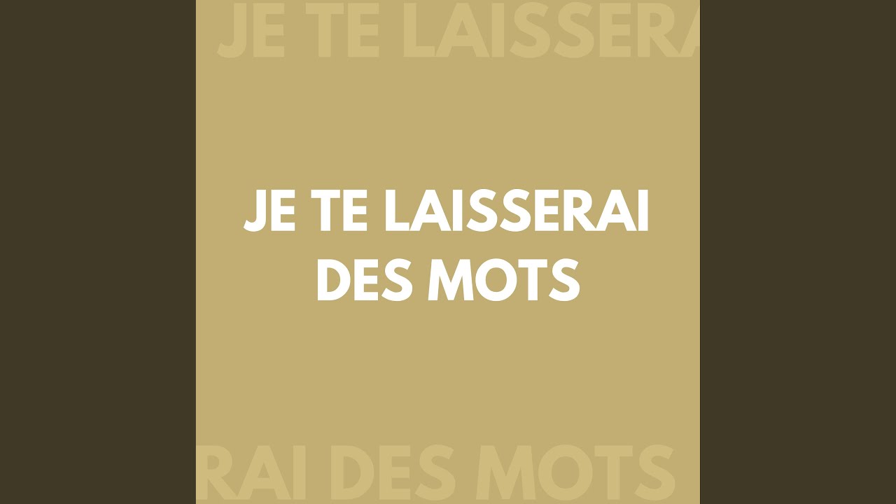 Je Te Laisserai Des Mots (Saxophone Version)