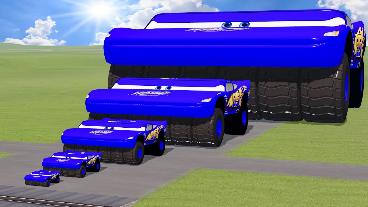 Big & Small Colors Wide Lightning Mcqueen vs Trains Thomas | BeamNG.Drive