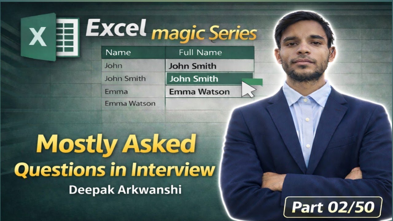 Advanced Excel Flash Fill | Office Excel Work & Interview Questions 