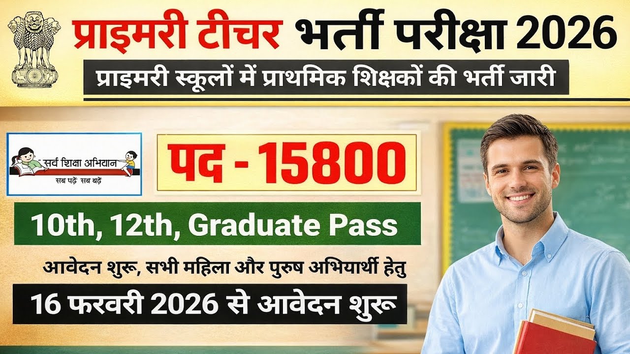 primary teacher recruitment 2026| sarv siksha abhiyan Bharti 2026 | new vacancy 2026